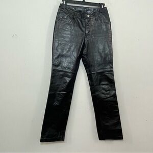 Vintage Gap 100% Leather Pants Black Moto Biker boot cut size 2/25 pockets Y2K.